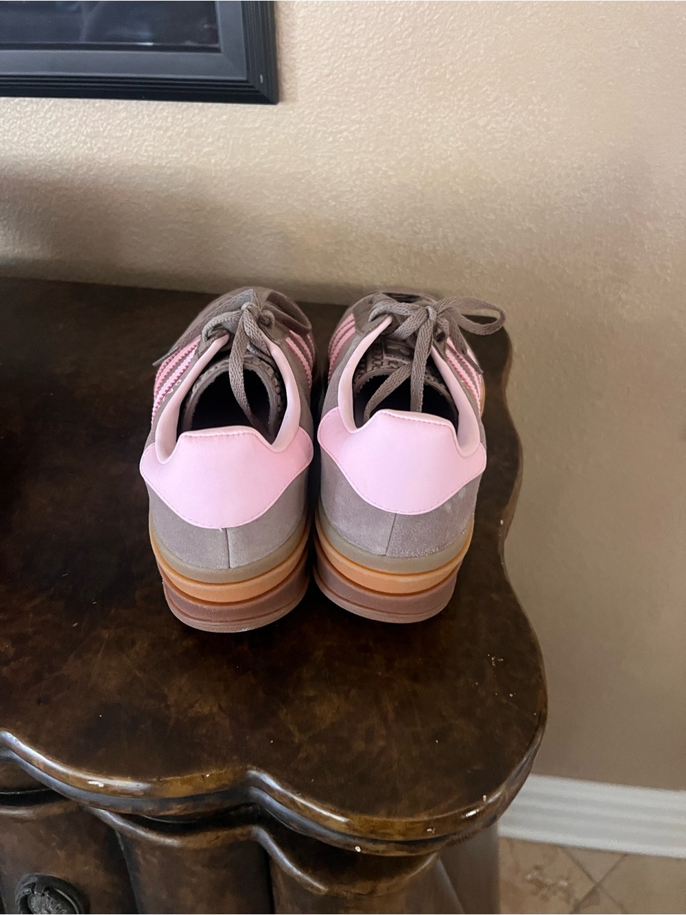 adidas Women’s Taupe and Pink Platform Athletic Sneakers